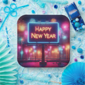Neon New Year Reklametafeln Pappteller (Party)