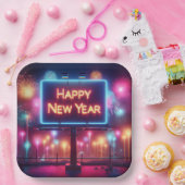 Neon New Year Reklametafeln Pappteller (Party)