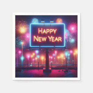 Neon New Year Reklametafeln Serviette