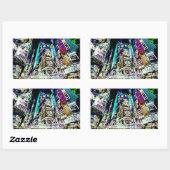 Neon New York City Rechteckiger Aufkleber (Blatt)