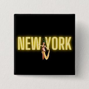 Neon New York & Vintage-Schönheiten Button