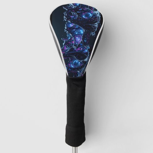 Neon Nexus: Interwoven Techno-Bio Struktur Golf Headcover (Vorderseite)