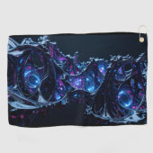 Neon Nexus: Interwoven Techno-Bio Struktur Golfhandtuch (Horizontal)