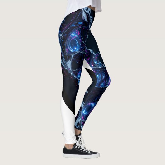 Neon Nexus: Interwoven Techno-Bio Struktur Leggings (Rechts)