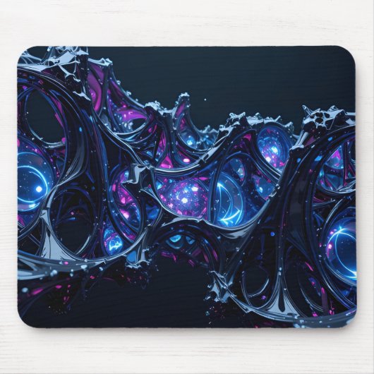 Neon Nexus: Interwoven Techno-Bio Struktur Mousepad (Vorne)