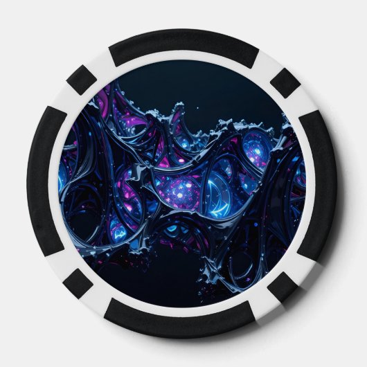 Neon Nexus: Interwoven Techno-Bio Struktur Pokerchips (Rückseite)