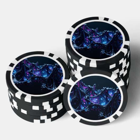 Neon Nexus: Interwoven Techno-Bio Struktur Pokerchips (Stapel)