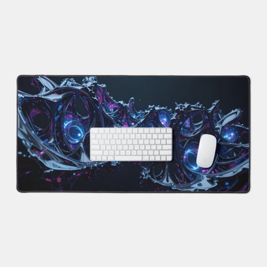 Neon Nexus: Interwoven Techno-Bio Struktur Schreibtischunterlage (Tastatur & Maus)