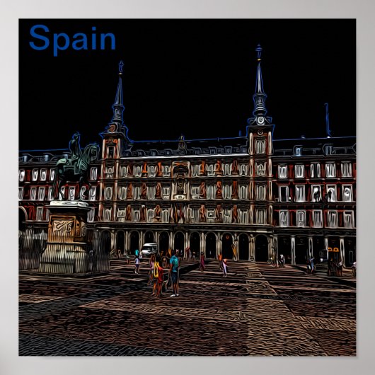 Neon Night Art von Madrid Poster (Vorne)