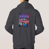 Neon Night Edo: Cyberpunk Nihonbashi & Mount Fuji Hoodie (Rückseite)