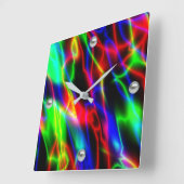 Neon Night Quadratische Wanduhr (Winkel)