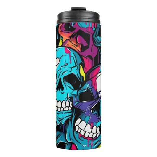 Neon Night Skulls Thermosbecher (Vorderseite)