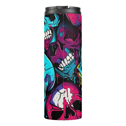 Neon Night Skulls Thermosbecher (Rückseite)