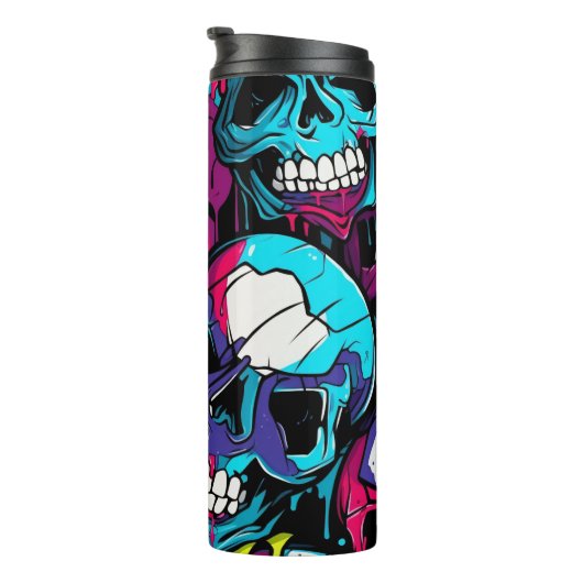 Neon Night Skulls Thermosbecher (Nach rechts gedreht)