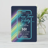 Neon Nightlife Vibe Online Group Video Chat Party Einladung (Stehend Vorderseite)