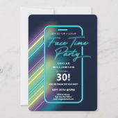 Neon Nightlife Vibe Online Group Video Chat Party Einladung (Vorderseite)