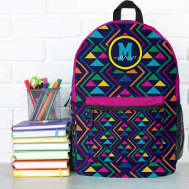 Neon Nights abstarct colourful geometrical Bedruckter Rucksack