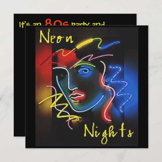 Neon Nights Einladung (Vorne/Hinten)