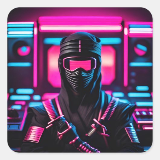 Neon Ninja Quadratischer Aufkleber (Vorderseite)