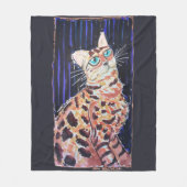 Neon Noir Bengal Cat Fleecedecke (Vorderseite)