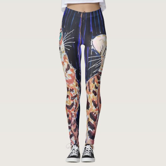 Neon Noir Bengal Cat Leggings (Vorderseite)