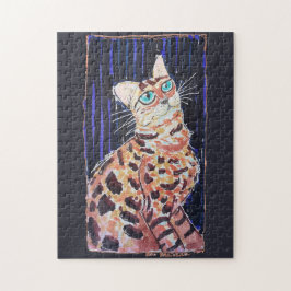 Neon Noir Bengal Cat Puzzle