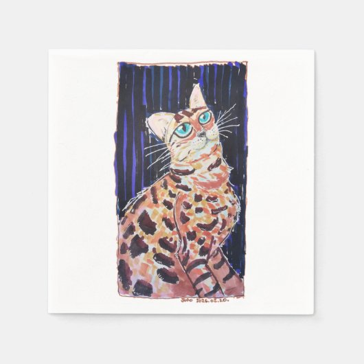 Neon Noir Bengal Cat Serviette (Vorderseite)