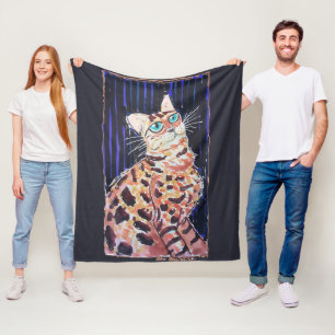 Neon Noir Bengalkatze Fleecedecke