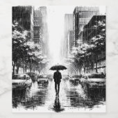 Neon Noir Rainy Cityscape Weinetikett (Einzelnes Label)