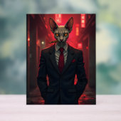 Neon Noir Sphynx Cat in Mafia Style Acrylschild (Neutral)