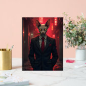 Neon Noir Sphynx Cat in Mafia Style Acrylschild (Hochzeit)