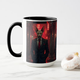 Neon Noir Sphynx Cat in Mafia Style Tasse