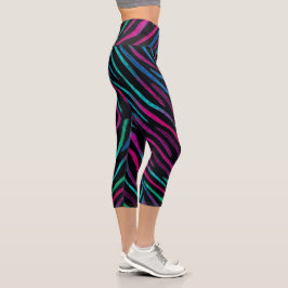 Neon Noir Zebra Pattern Capri Leggings