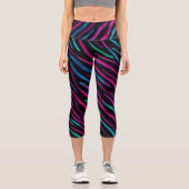 Neon Noir Zebra Pattern Capri Leggings (Vorderseite)