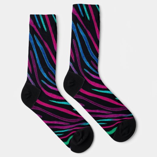 Neon Noir Zebra Pattern Socken (Rechts)
