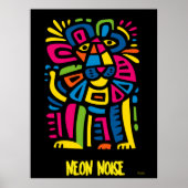 Neon Noise Lion - Abstrakt geometrische Tribal Art Poster (Vorne)