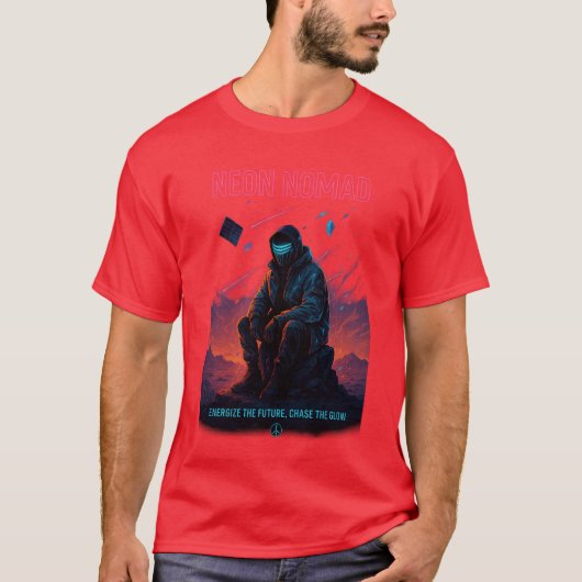Neon Nomad - Cyber-Wüste Wanderer T-Shirt (Vorderseite)