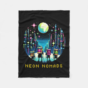 Neon Nomads 8 bit - Cyberpunk City Adventure Fleecedecke