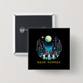 Neon Nomads - Cyberpunk Pixel Art Travel Design Button (Vorne & Hinten)