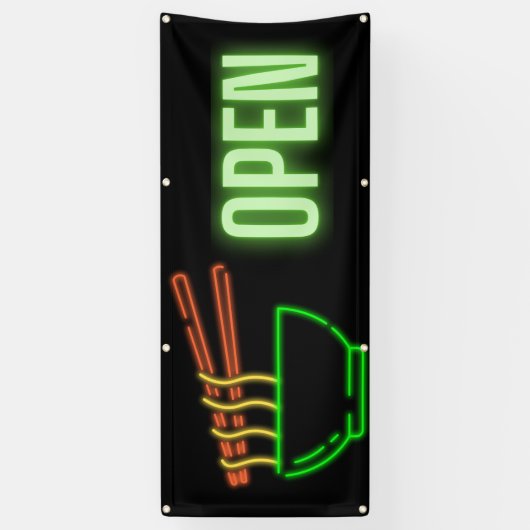 Neon Noodle Bowl Open Outdoor Banner (Vertikal)