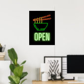 Neon Noodle Bowl Open Sign Poster (Heimbüro)