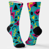 Neon Nostalgie: Ein kühner 90er-Remix Socken (Gewinkelt)