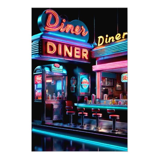 "Neon Nostalgie: Vintag Diner Lights Poster" Fotodruck (Vorne)