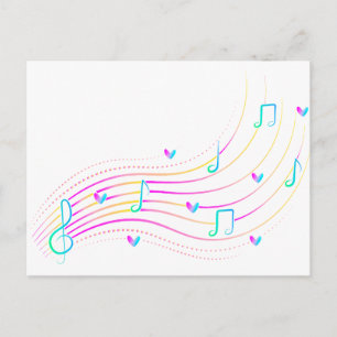 Neon Notenwelle ClipArt Postkarte