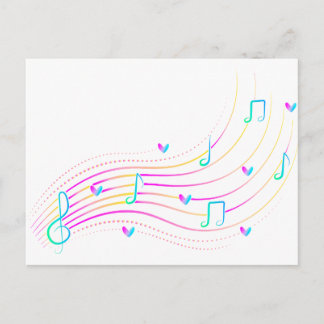 Neon Notenwelle ClipArt Postkarte