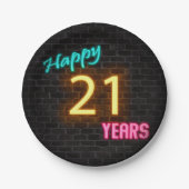 Neon Nr. 21, Schild an der Backsteinwand Pappteller (Vorderseite)