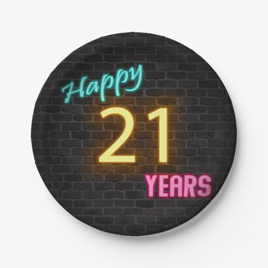 Neon Nr. 21, Schild an der Backsteinwand Pappteller (Vorderseite)