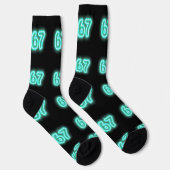 Neon Number 67 Socks, 6-7 Meme Gift, 6-7 Socks Socken (Rechts)
