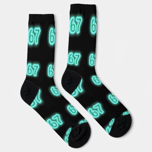 Neon Number 67 Socks, 6-7 Meme Gift, 6-7 Socks Socken (Rechts)