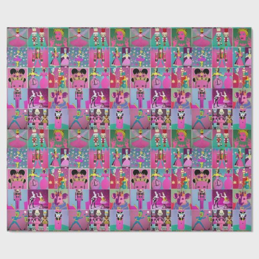 Neon Nutcracker Sugar Plum Fairy Wrapping Paper Geschenkpapier (Flach)